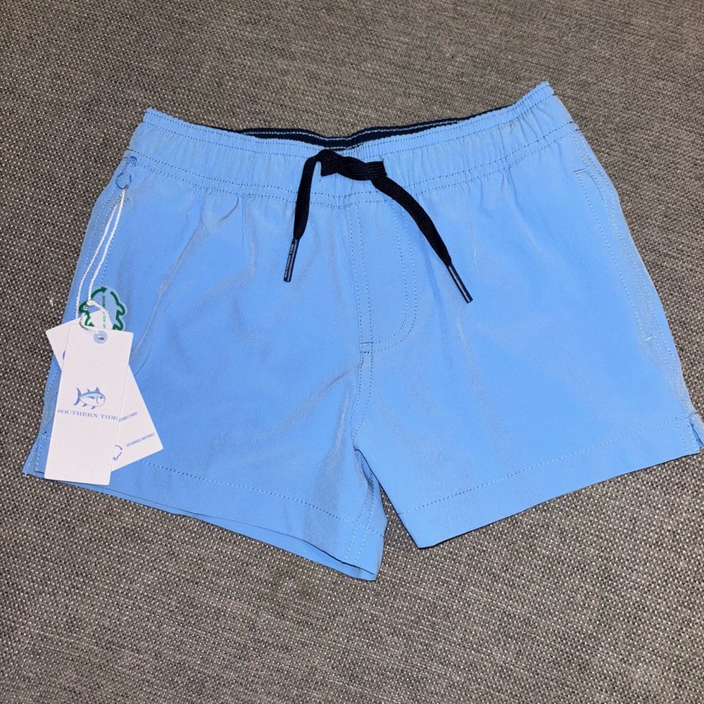 Southern Tide blue lined swim trunks, size XS 4-5, Brand New with Tags